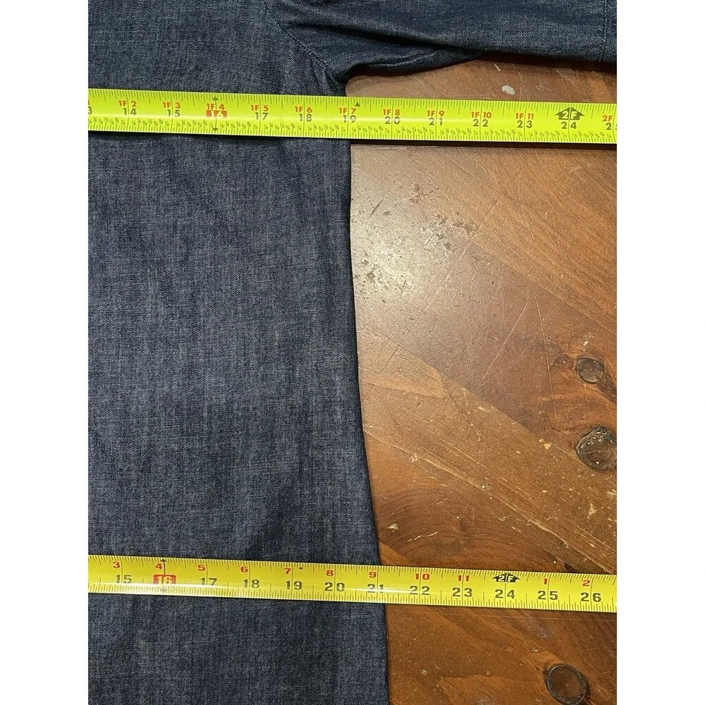 Draper James Denim Blue Chambray Ruffle Shift Dress Sz 8 Western Preppy Church - Picture 10 of 16